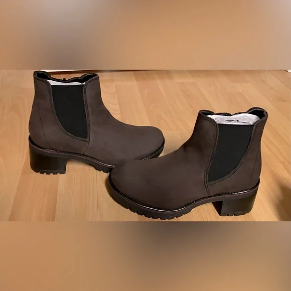 Bos. & Co. Size 7.5 Brown Nubuck Leather Casual Dress Boots/Zipper/Waterproof - Picture 7 of 12